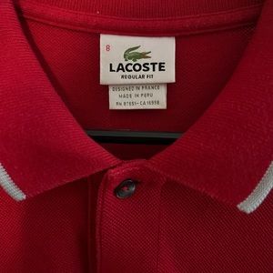 Lacoste men’s red classic polo shirt